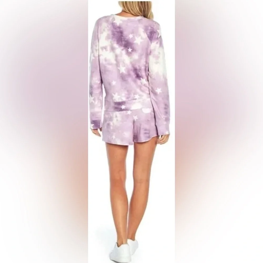 WILDFOX SWEATSHIRT & SHORTS SET PICK 1 Purple Star/ heart Print Lounge SET SMALL - Picture 2 of 14